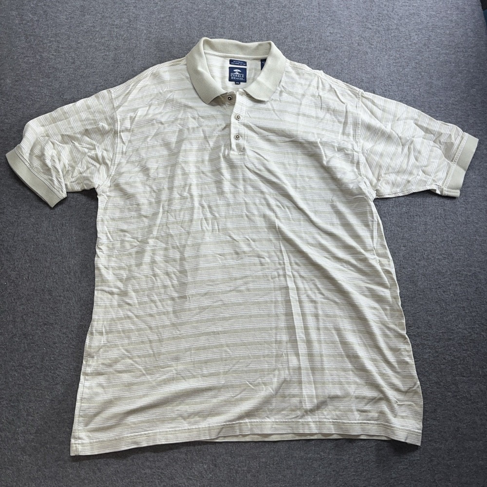 Pebble Beach Short Sleeve Polo Golf Shirt Size XL 60's Two-Ply Mercerized Cotton
